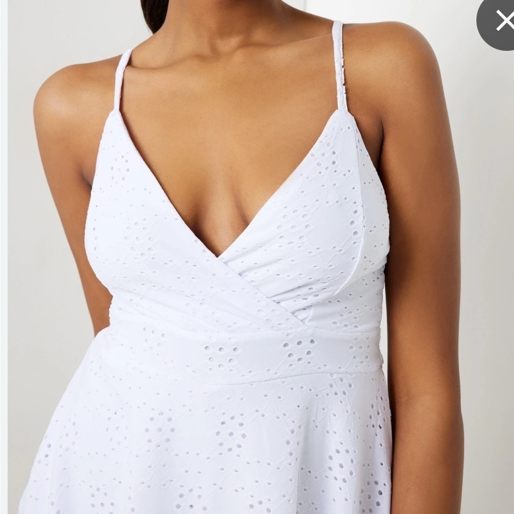 White Eyelet Romper with Flared Skirt size small - Picture 3 of 10